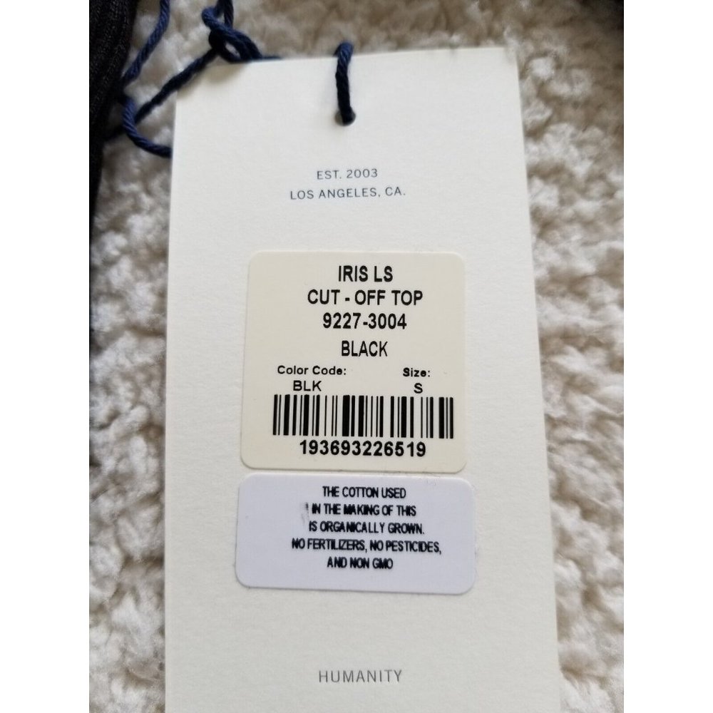 Citizens of Humanity Iris Long Sleeve Cut-Off/Out Rib Knit BLACK Top Women's S - Picture 15 of 16